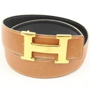 Hermès size 75 Brown x Black 32mm Reversible H Logo Belt Kit 73h418s